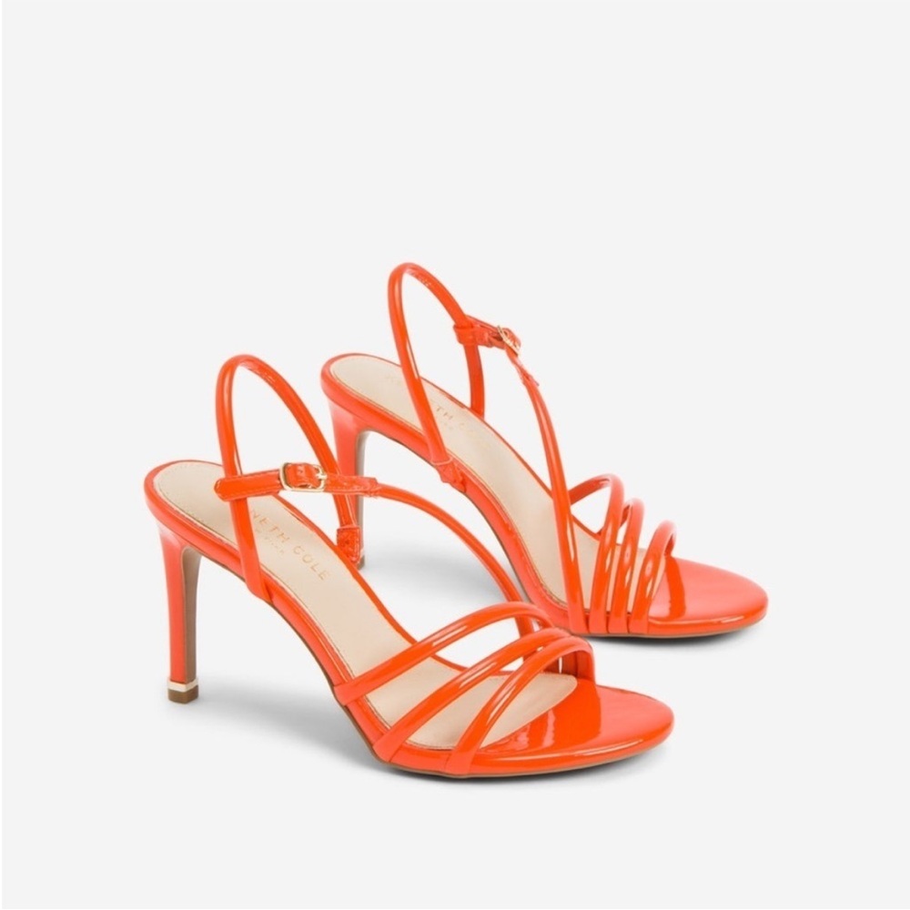 Kenneth Cole New York Women's Baxley Dress Sandals Bright Neon Orange Size 9.5